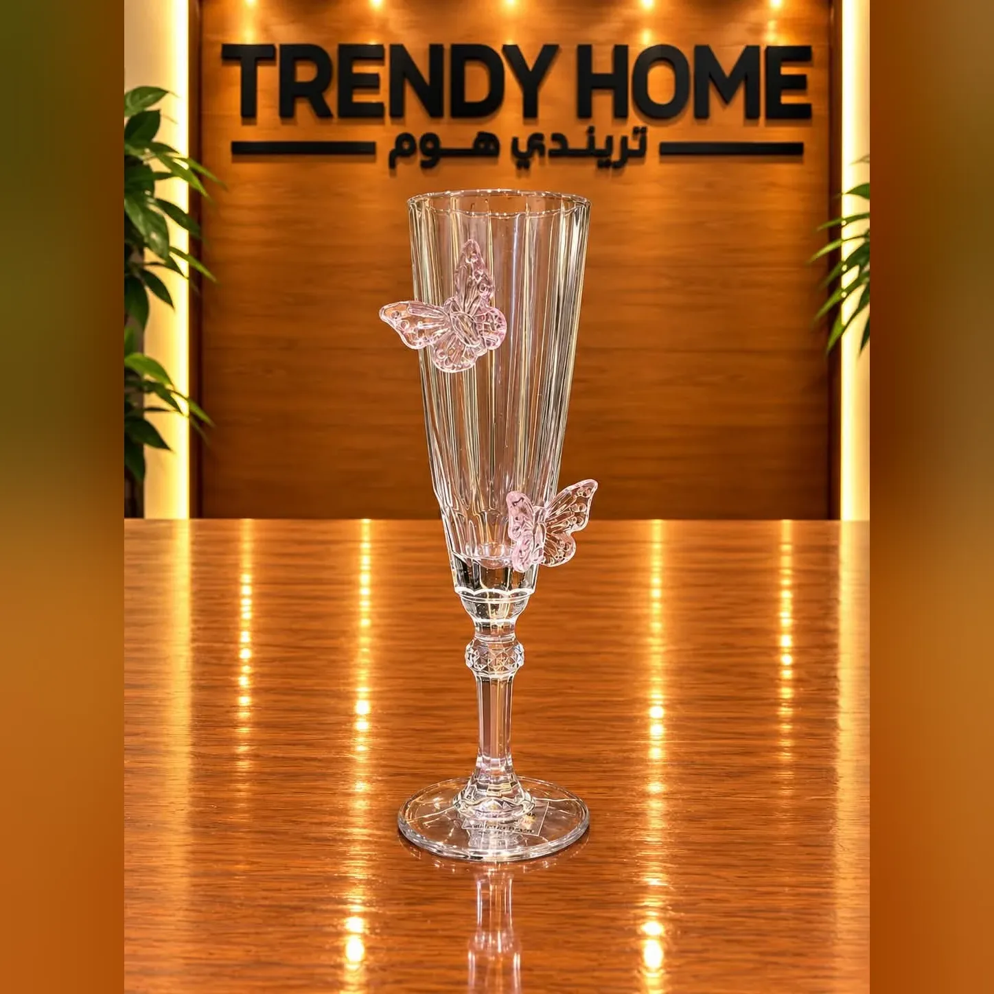 Pink Butterfly Champagne Flute
