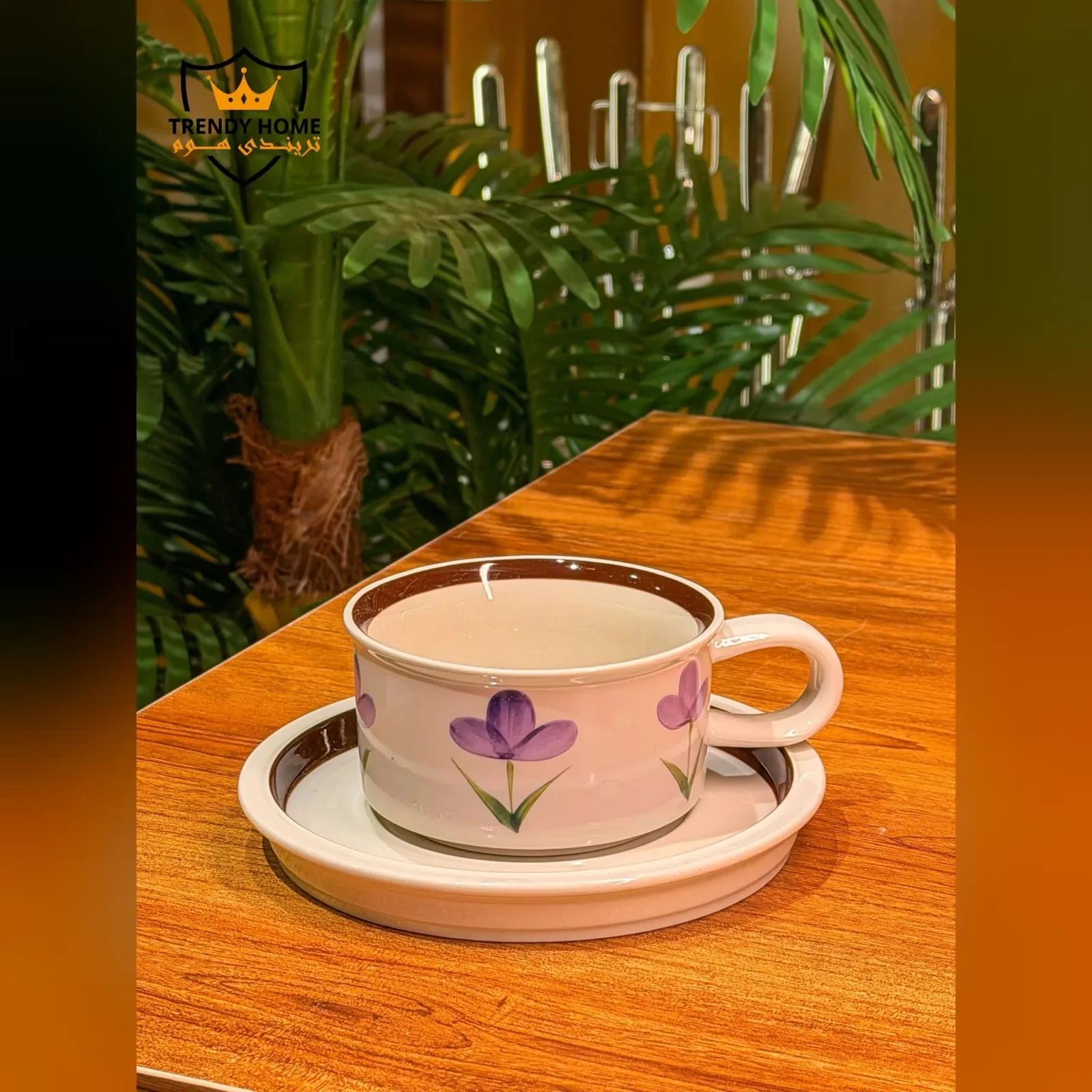 Ceramic Cup Candle with Saucer