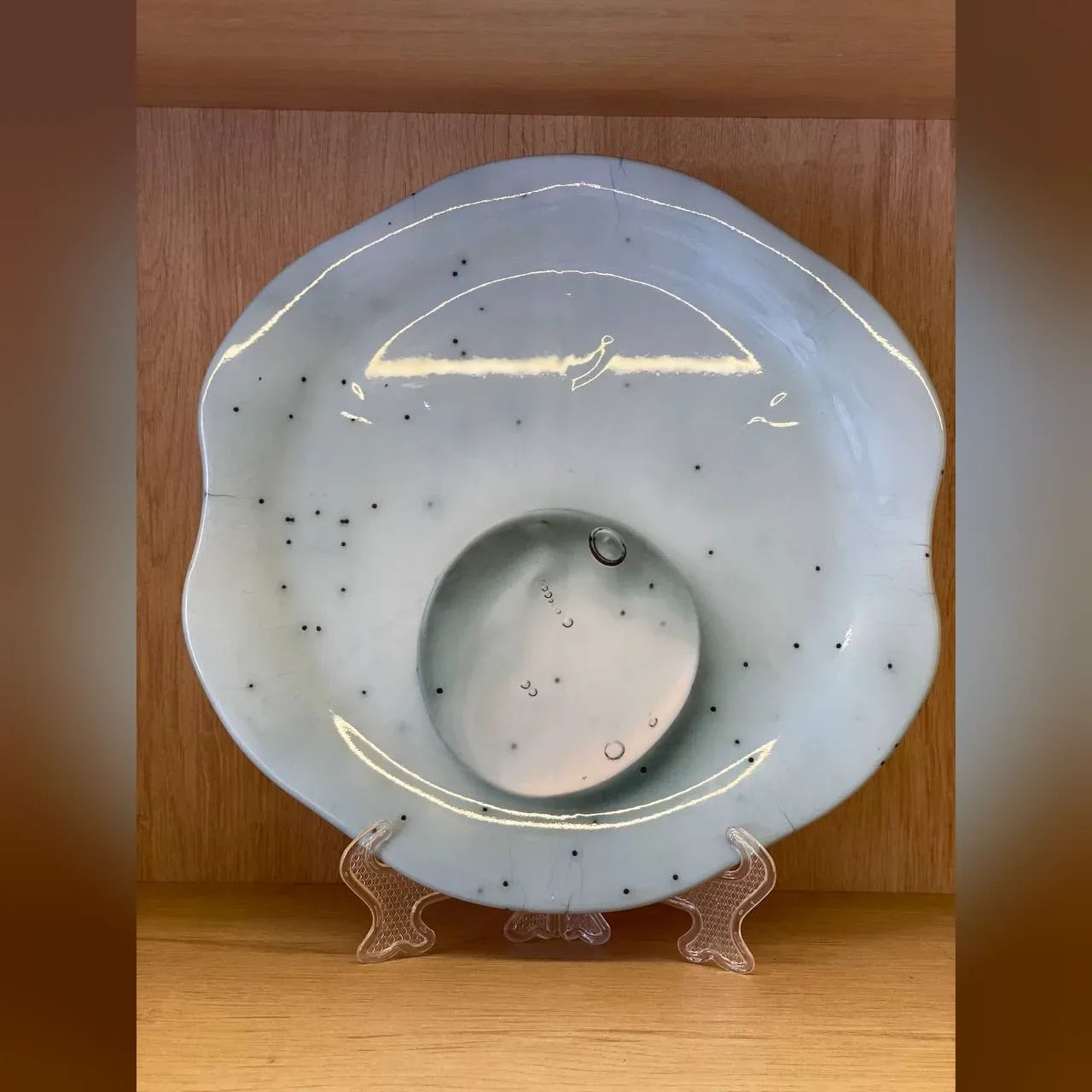 Pale Blue Speckled Ceramic Serving Plate