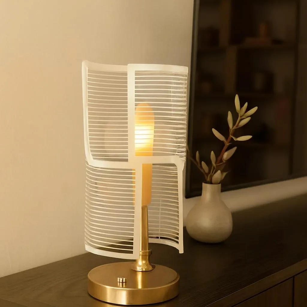 Gold Table Lamp with Acrylic Shade