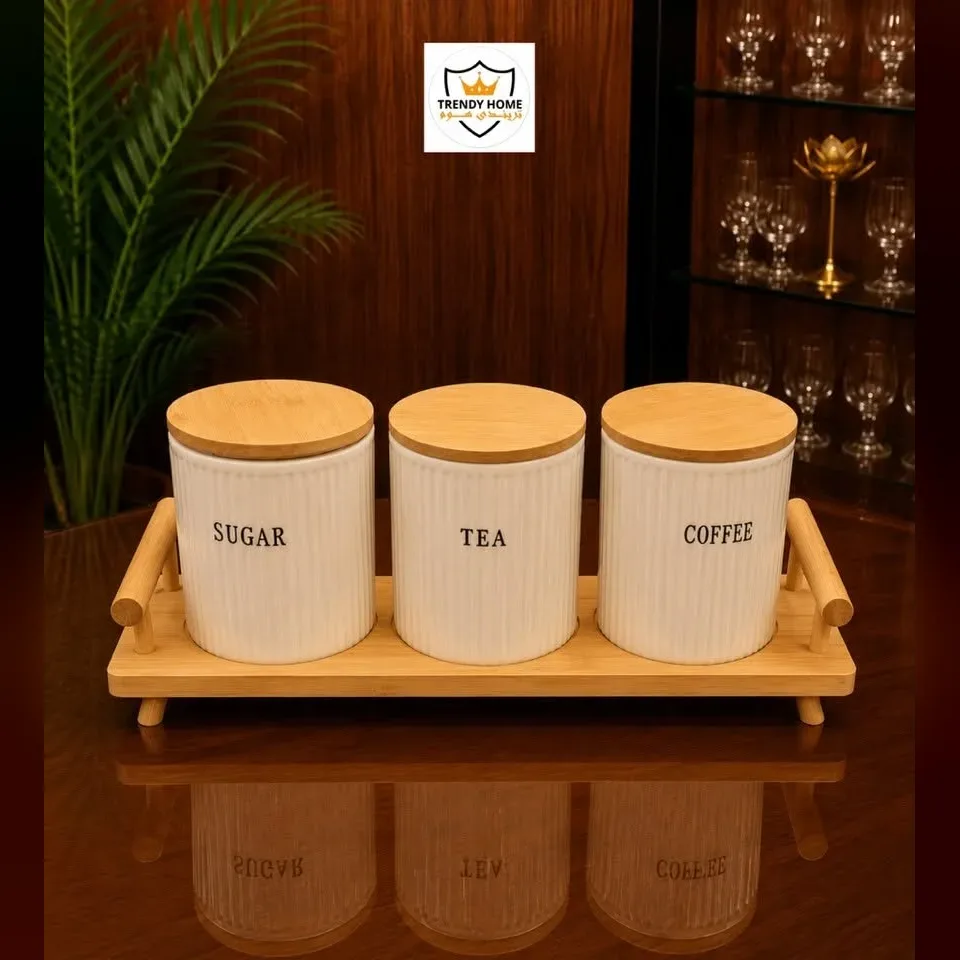 Ceramic Sugar Tea Coffee Canister Set