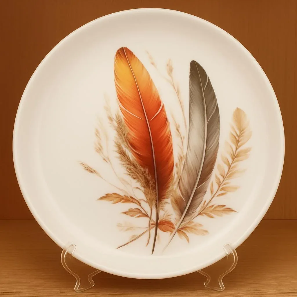 Feather Print Ceramic Plate