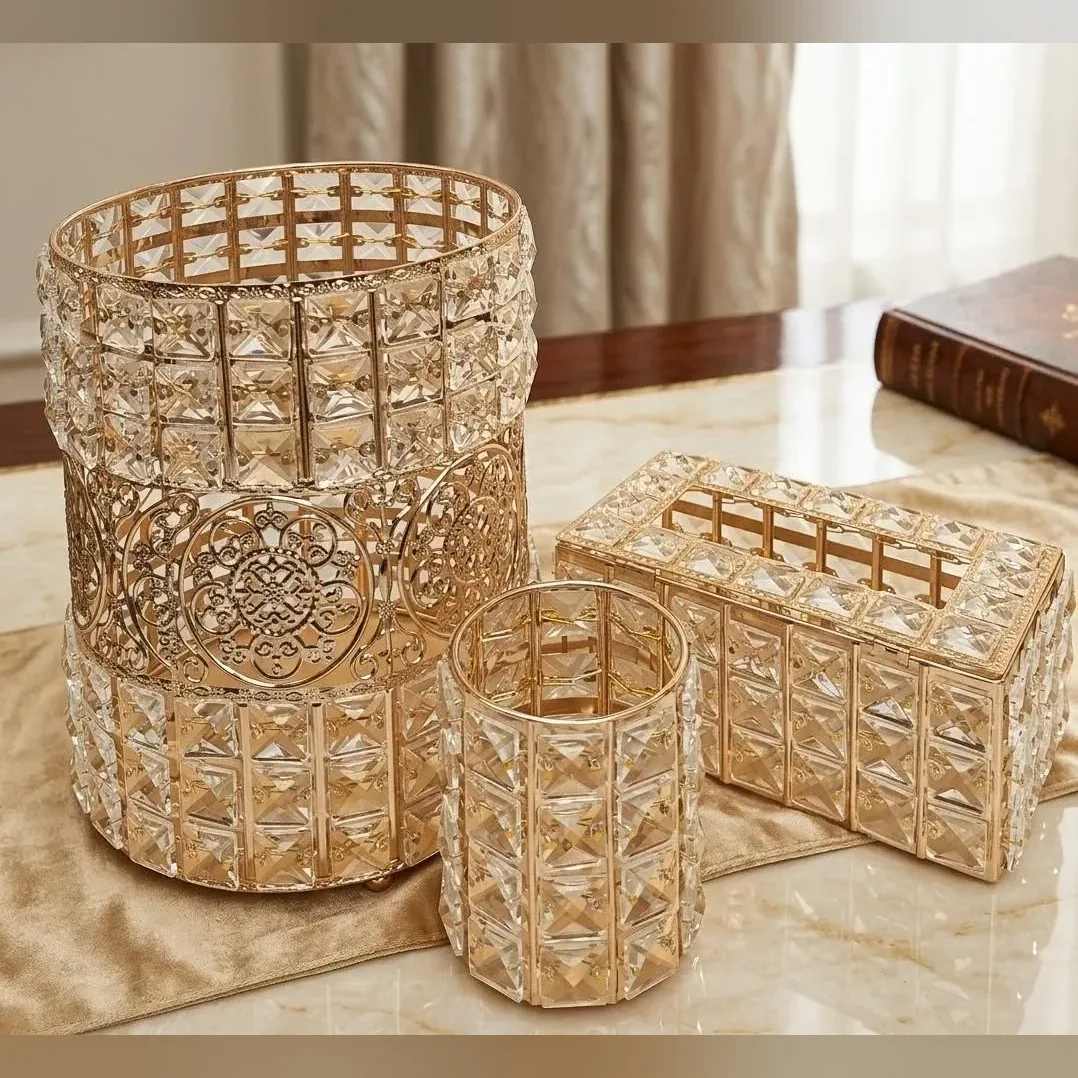 Gold Crystal Bathroom Accessory Set