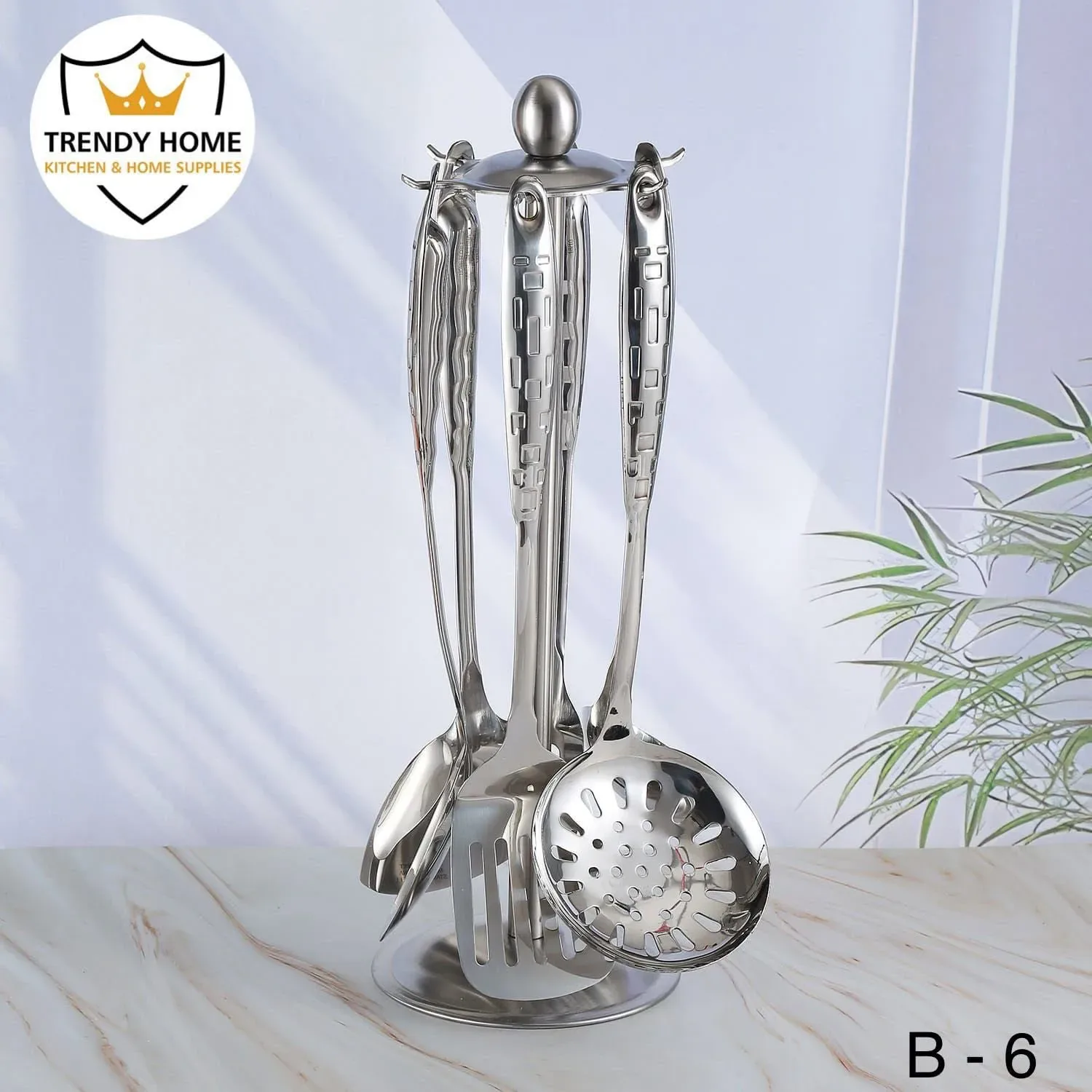 Stainless Steel Kitchen Utensil Set with Stand
