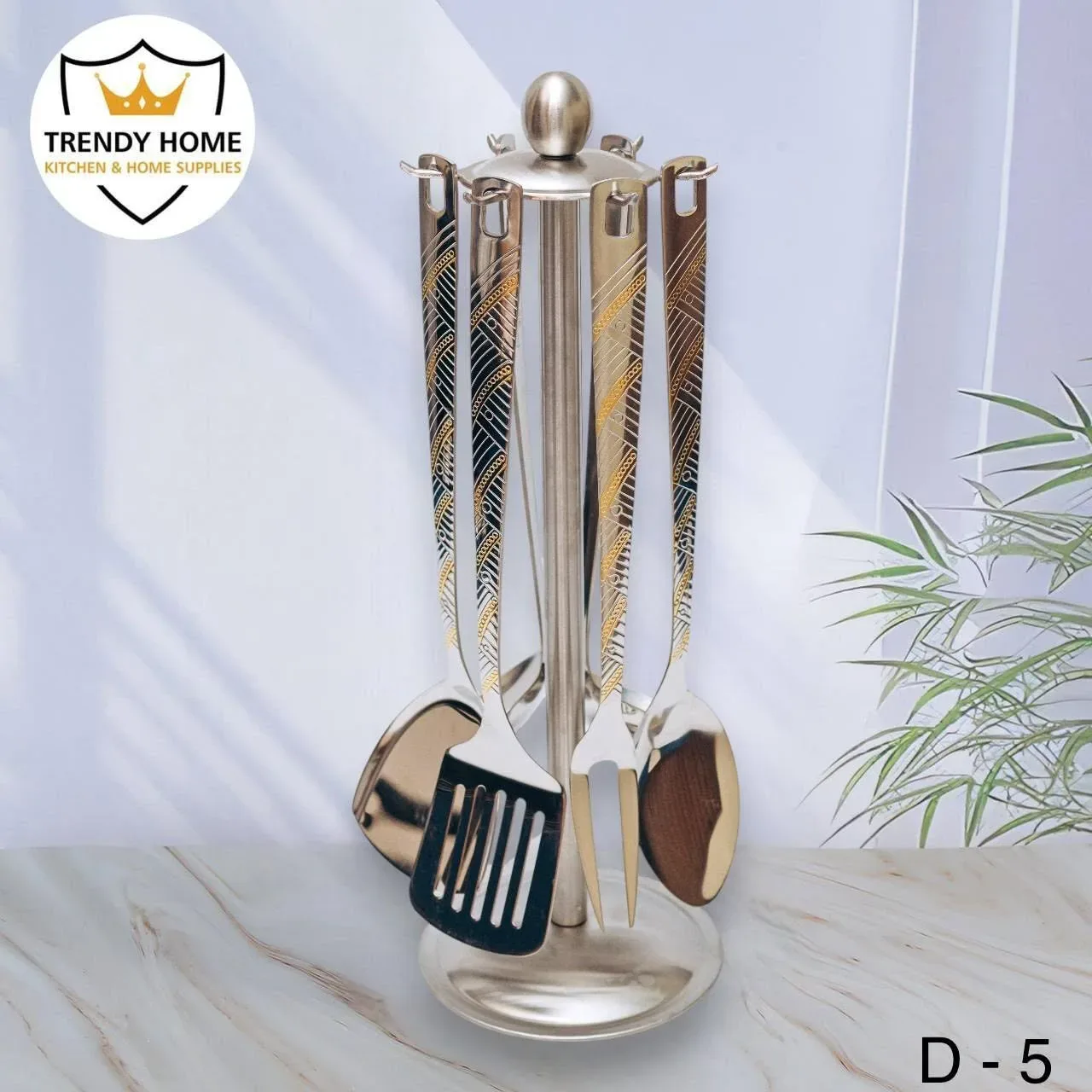 Stainless Steel Kitchen Utensil Set with Stand