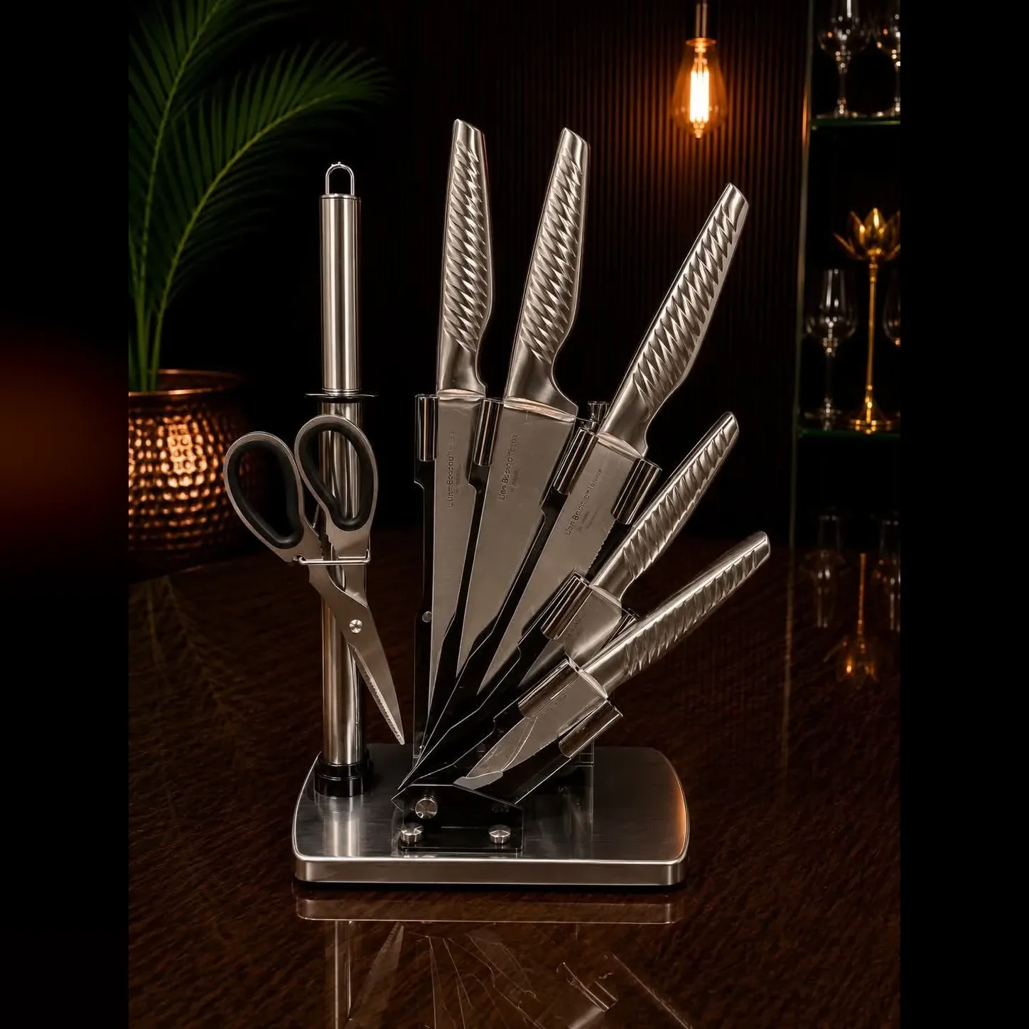 Stainless Steel Knife Set with Stand