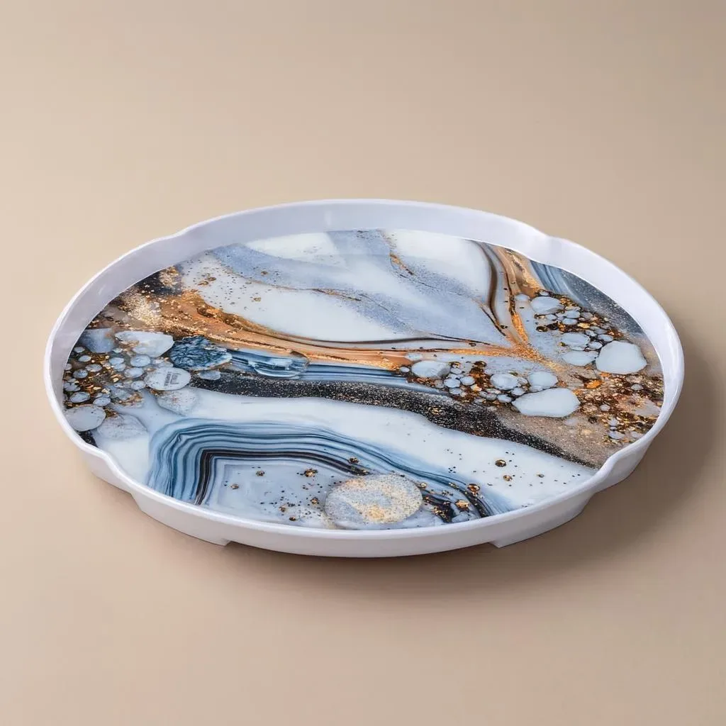 Oval Marble Print Serving Tray