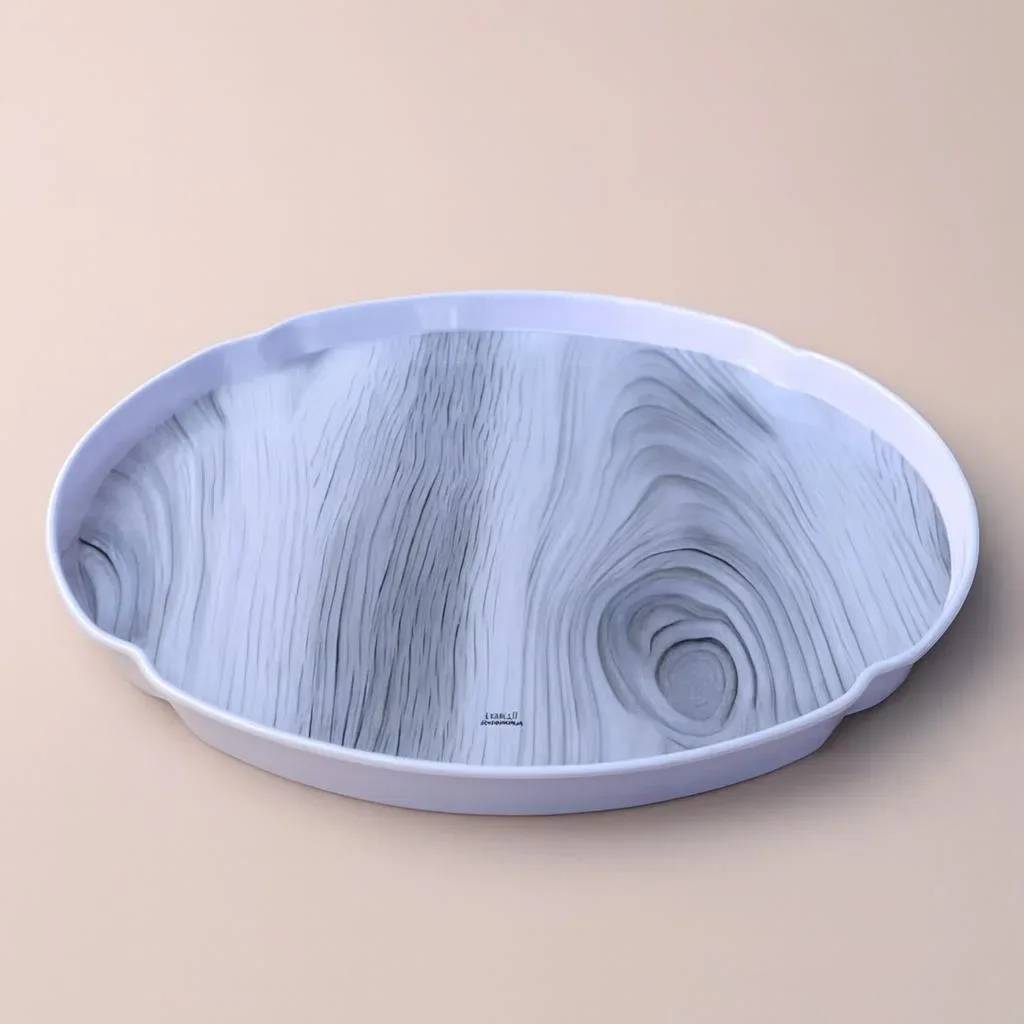 Oval Wood-Print Serving Tray