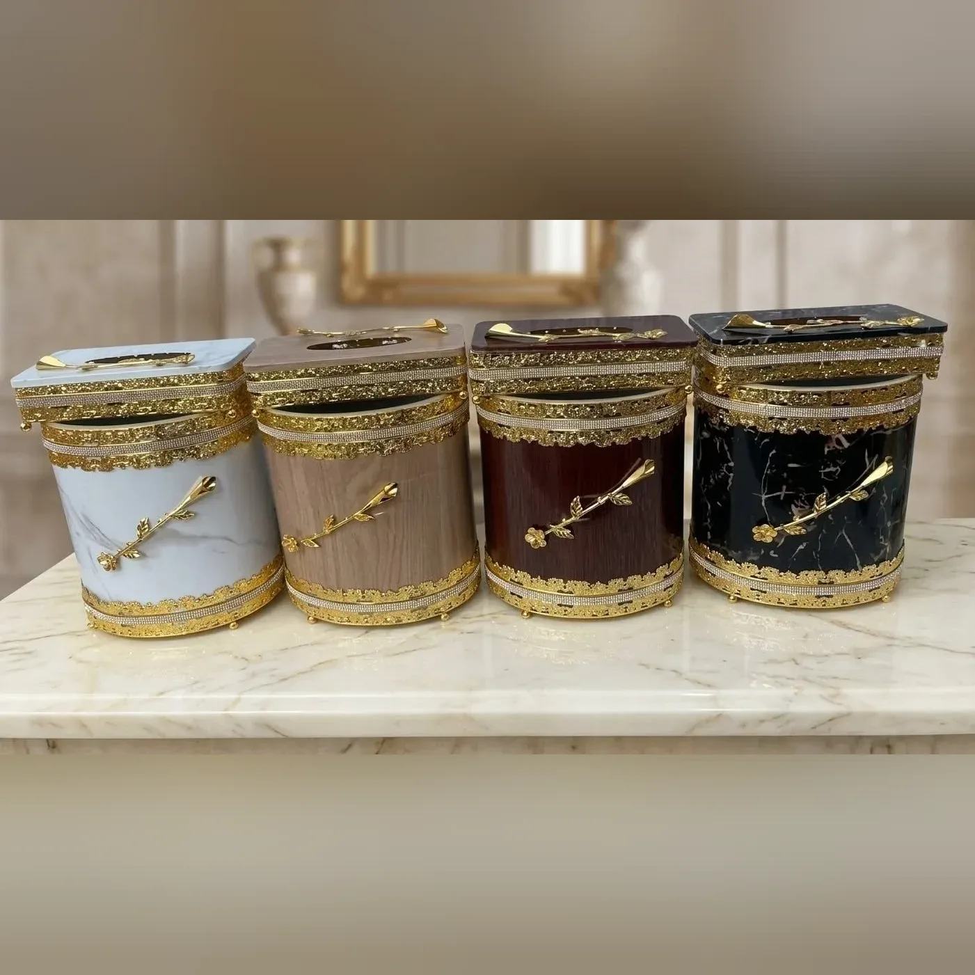 Waste Bin and Tissue Box Set