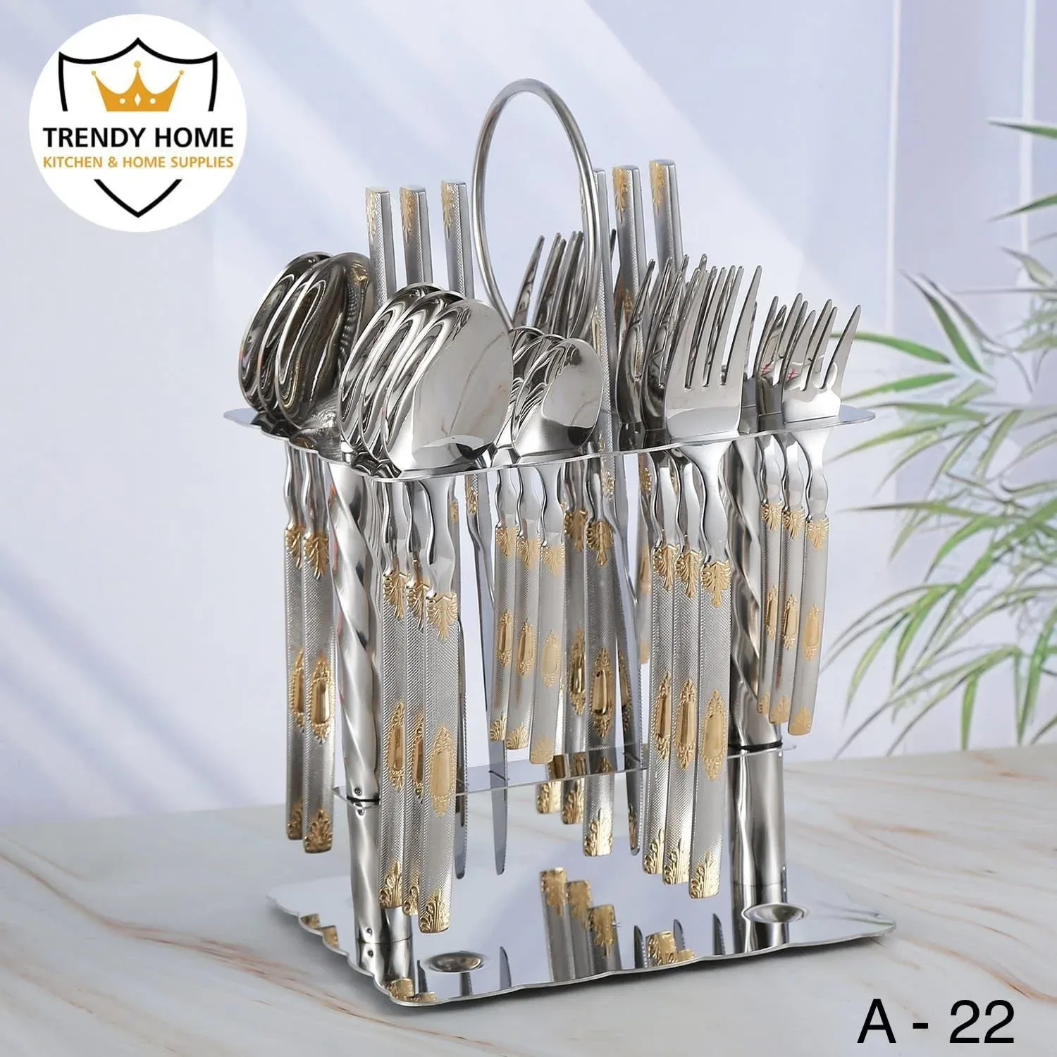 Stainless Steel Cutlery Set with Stand