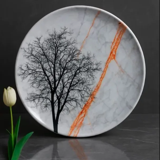 Marble Print Decorative Plate