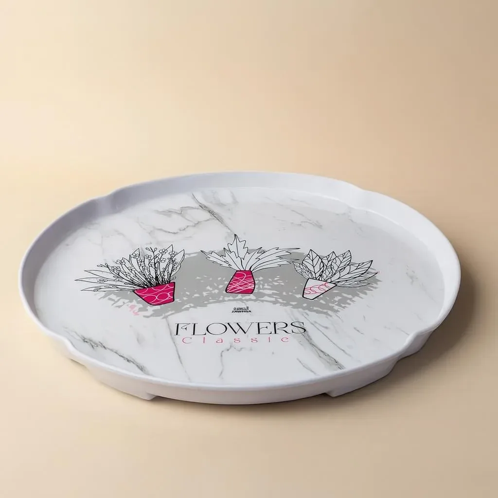 Oval Serving Tray Marble Print