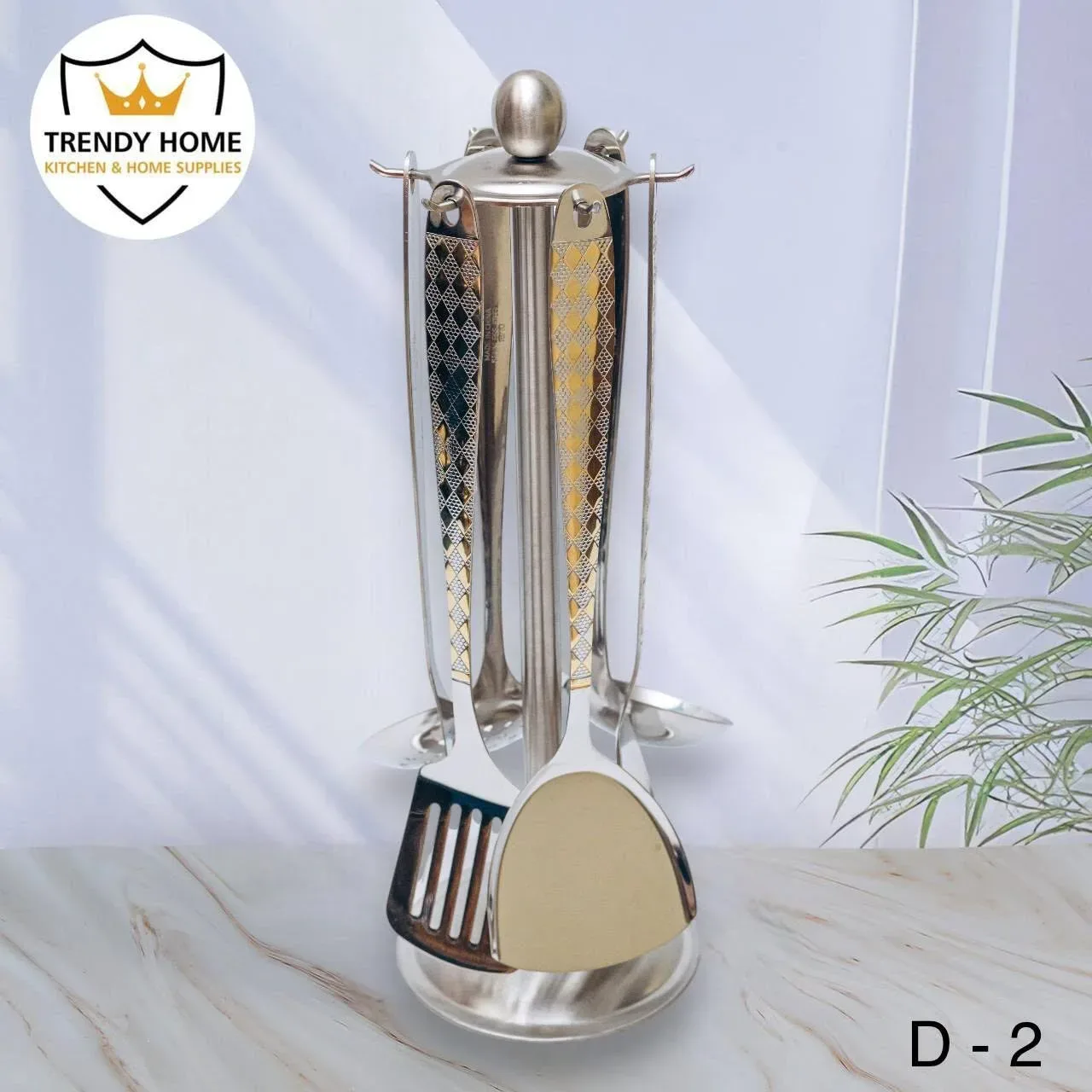 Stainless Steel Kitchen Utensil Set with Stand
