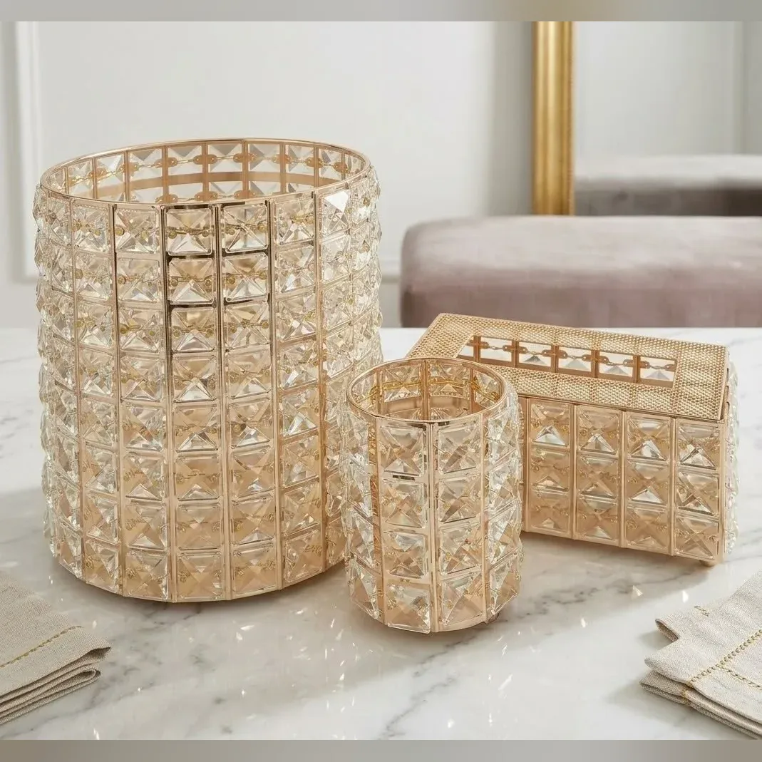 Gold Crystal Bathroom Set