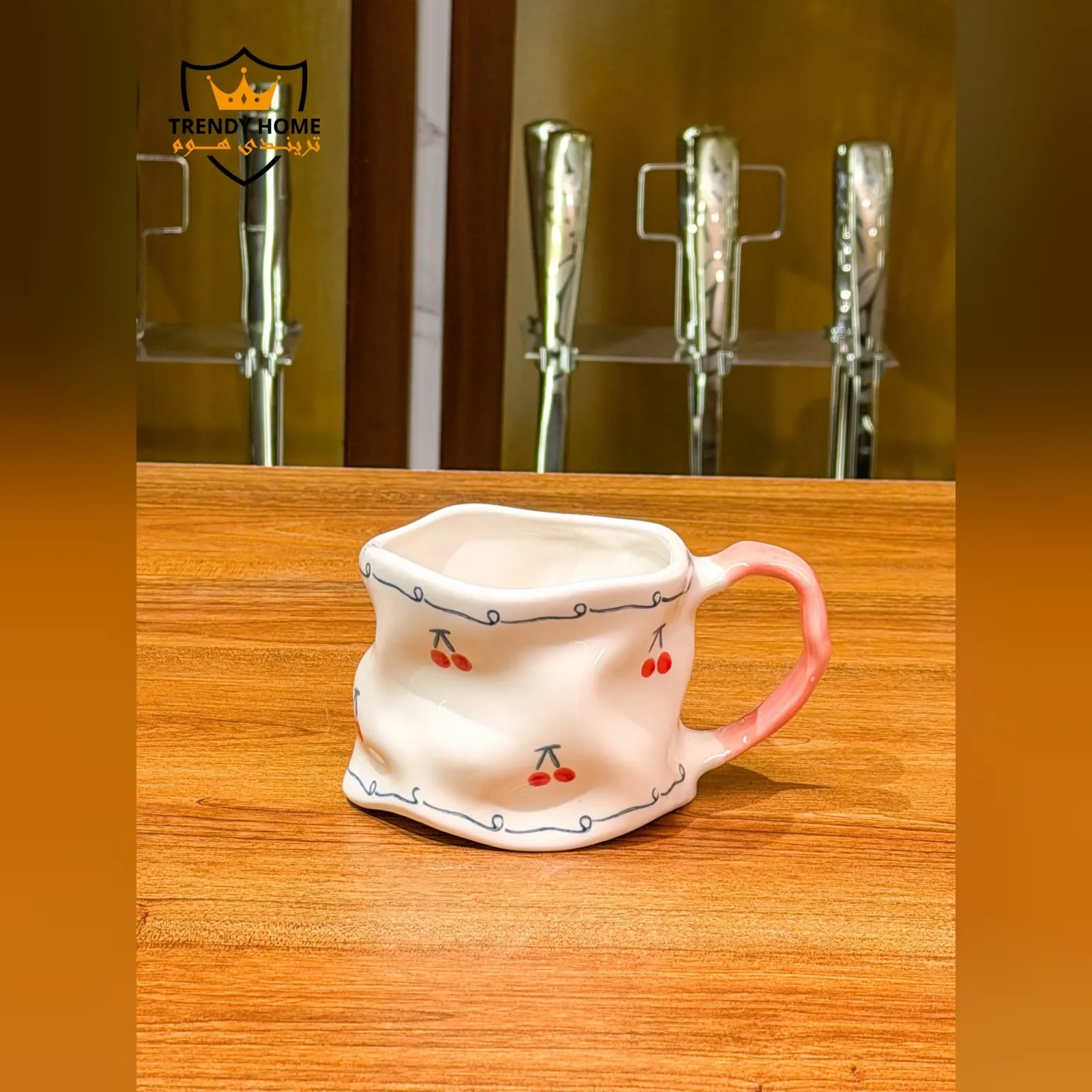 Wavy Ceramic Cherry Mug