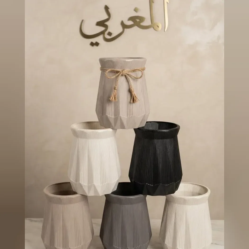 Ribbed Ceramic Vase