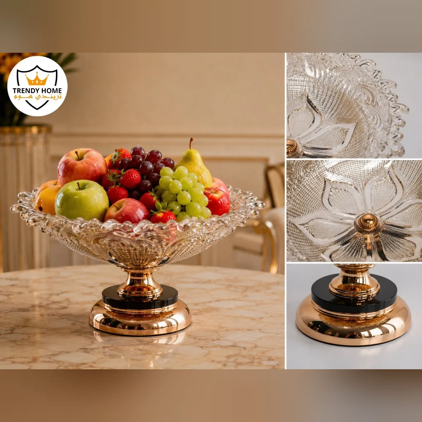 فروتيرة زجاج بقاعدة ذهبي