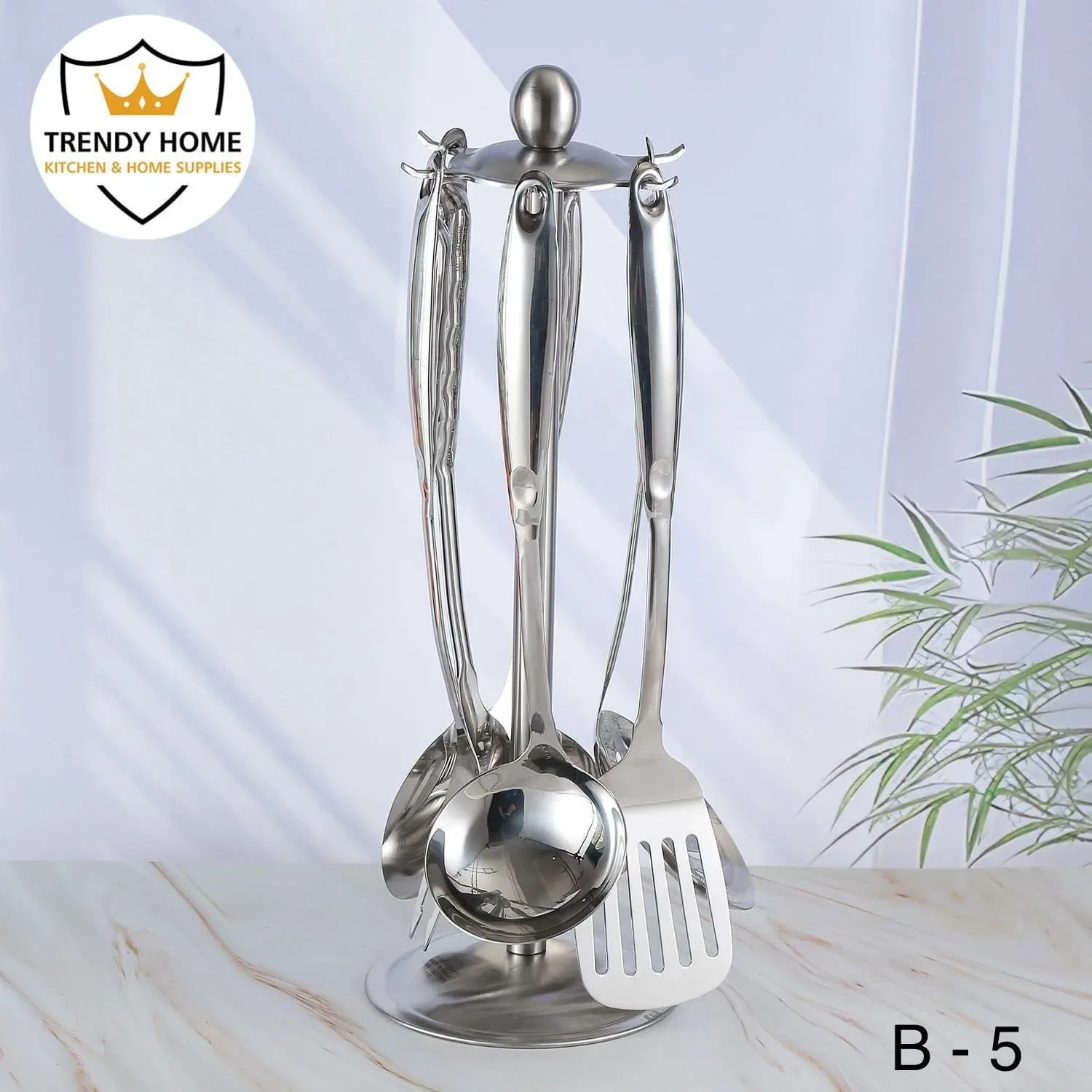 Stainless Steel Kitchen Utensil Set with Stand