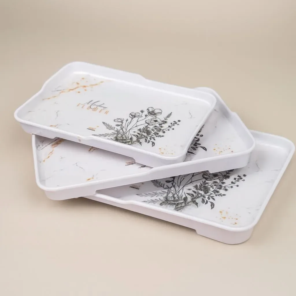 Floral Plastic Serving Tray