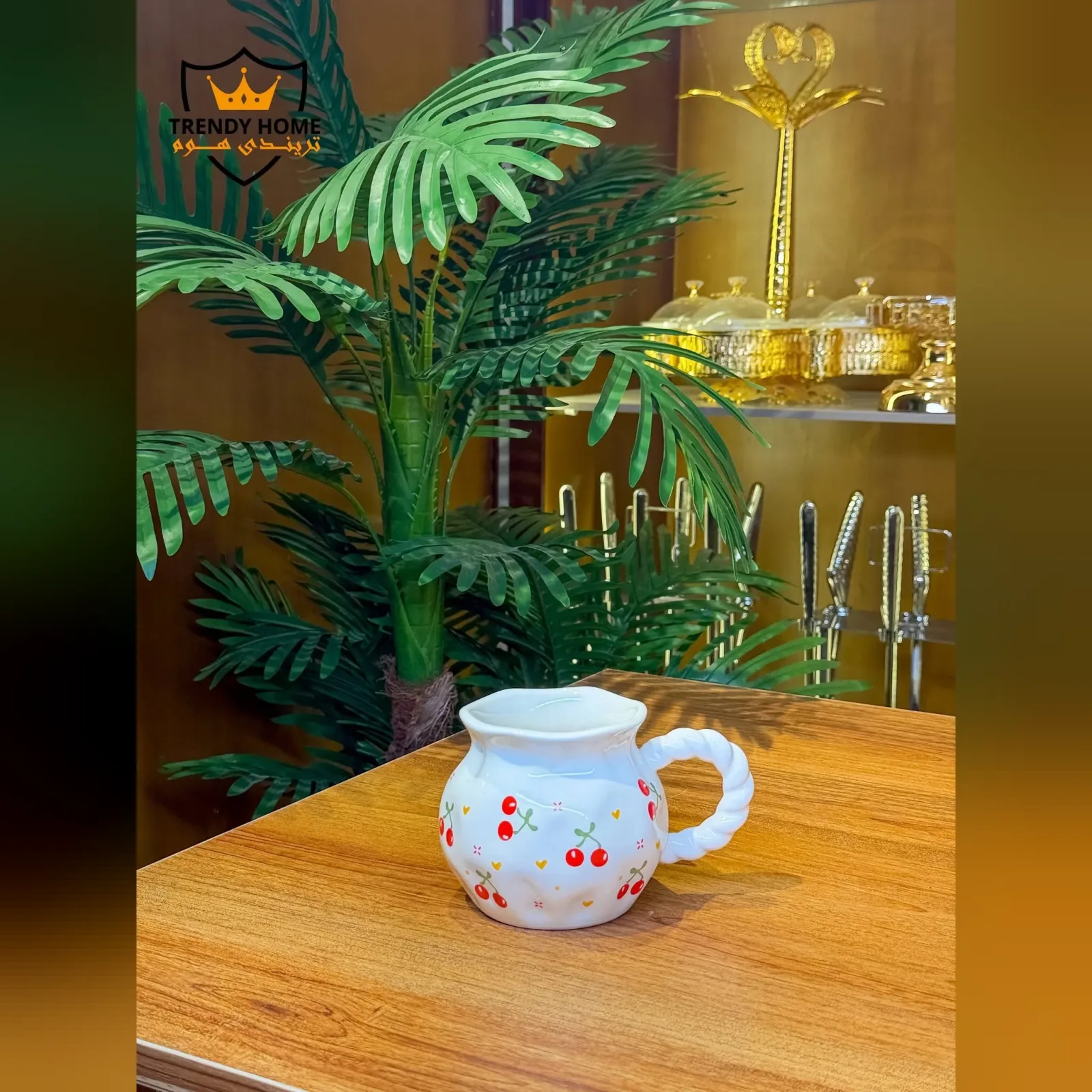 Cherry Print Ceramic Creamer Jug