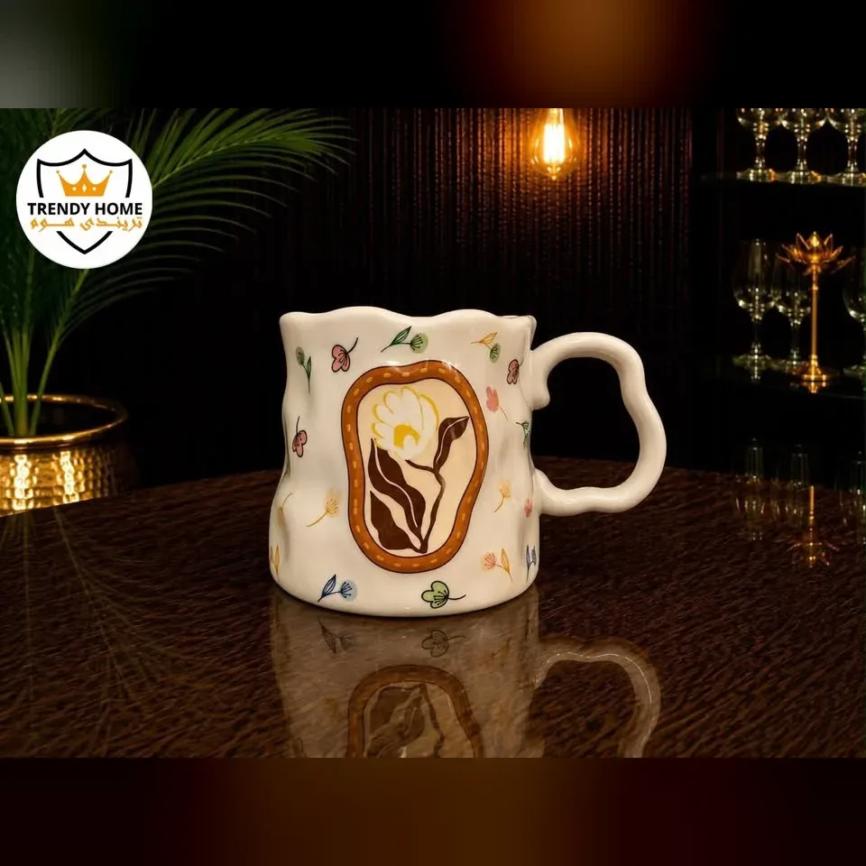 Hand-Painted Floral Ceramic Mug