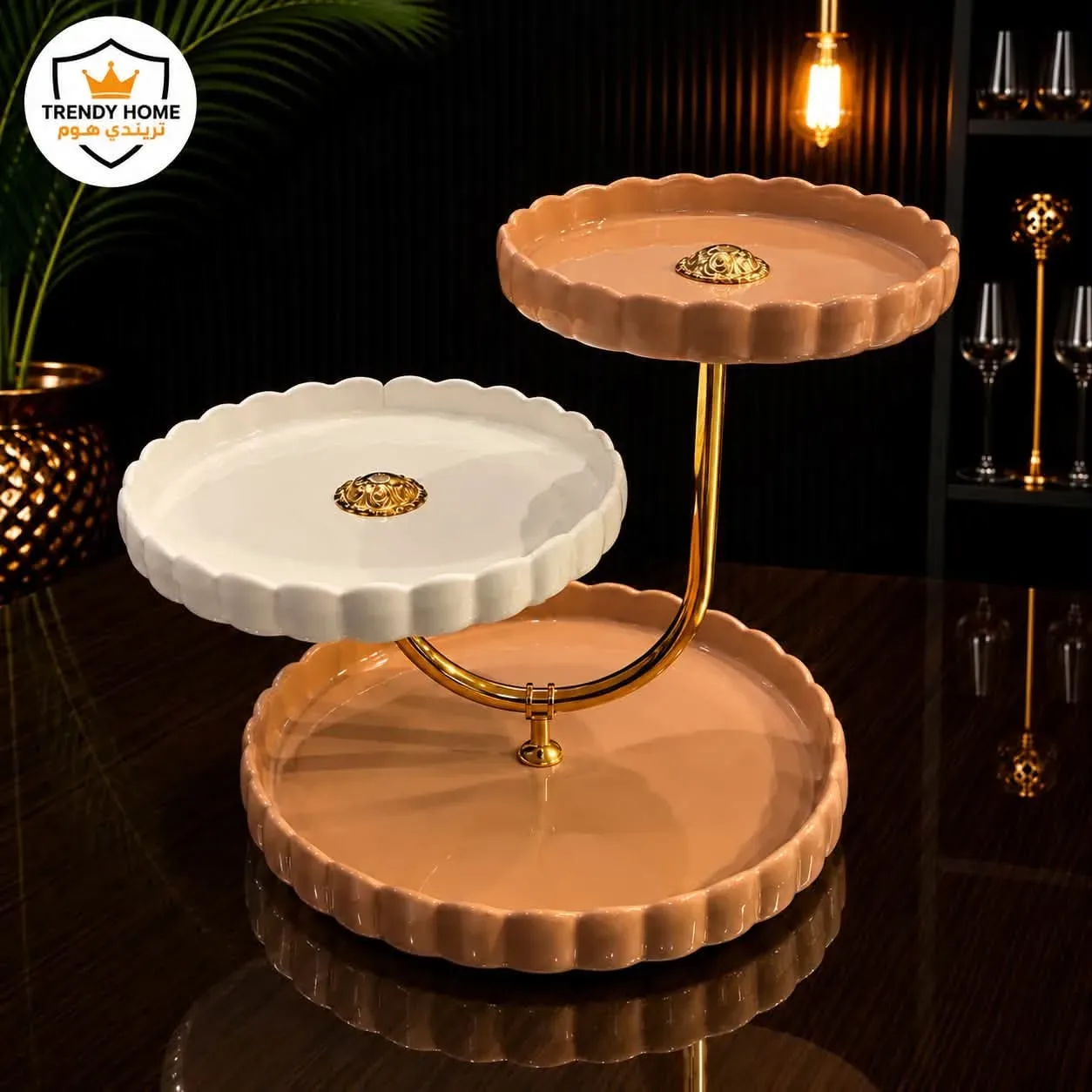 3-Tier Serving Stand with Gold Frame