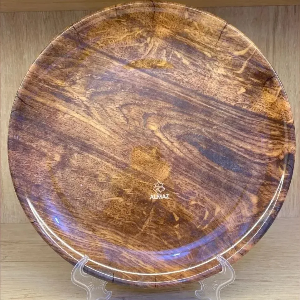 Wood Look Round Serving Plate