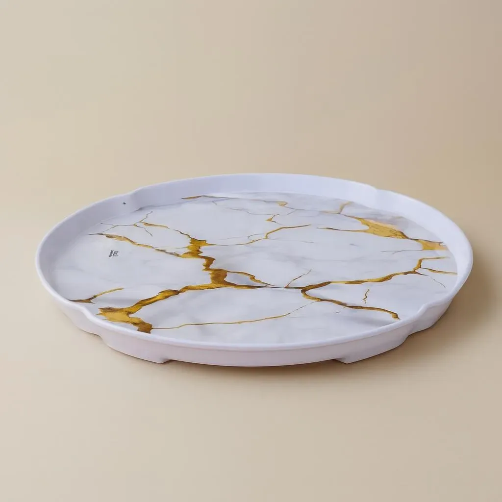 Round Marble Print Serving Tray