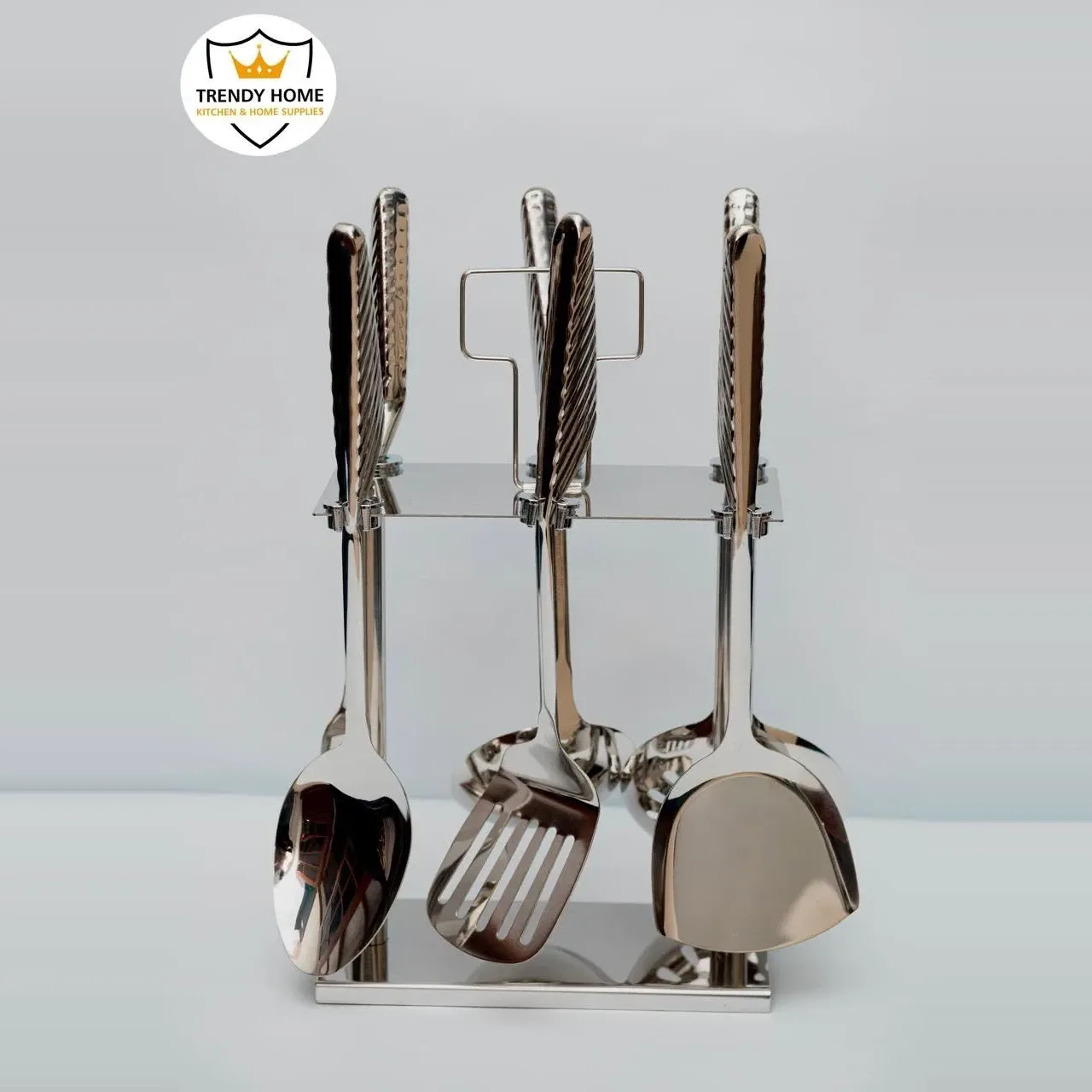 Stainless Steel Kitchen Utensil Set with Stand