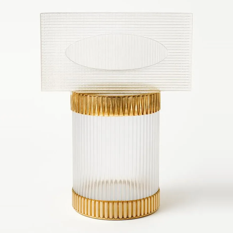 Ribbed Acrylic Tissue Box and Bin Set
