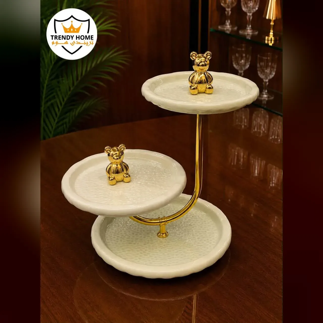 3-Tier Serving Stand with Gold Bears
