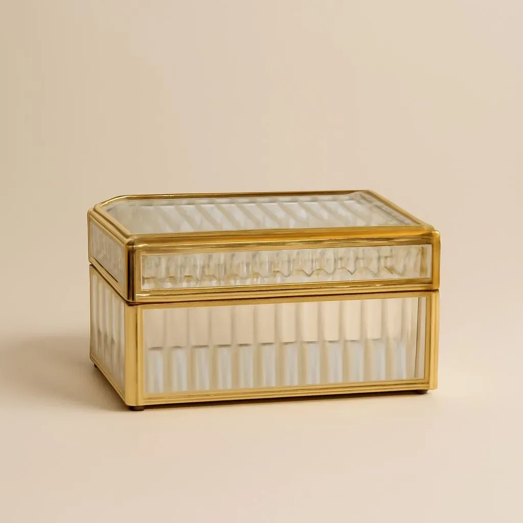 Ribbed Glass Jewelry Box