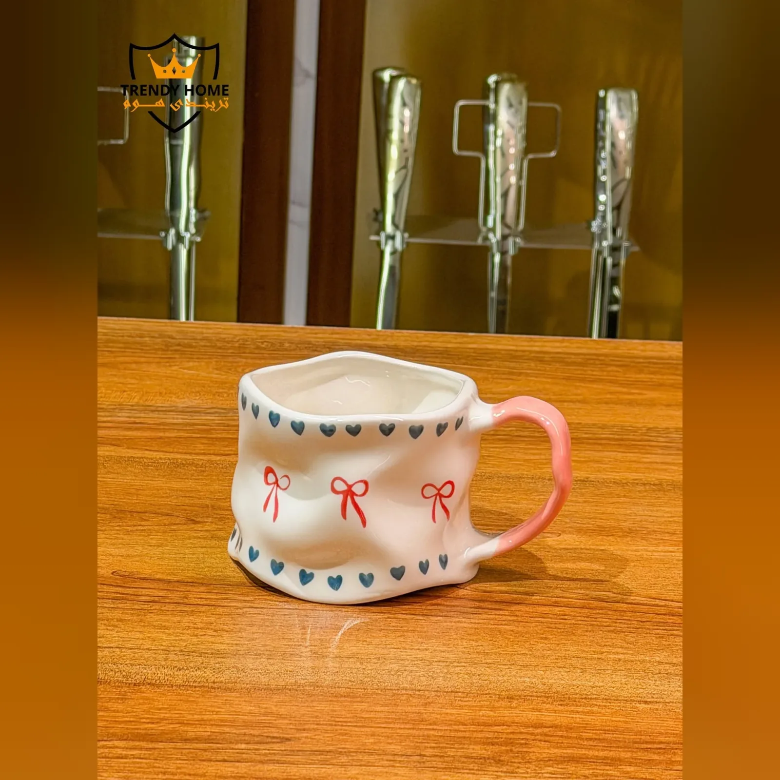Crumpled Ceramic Mug with Bows
