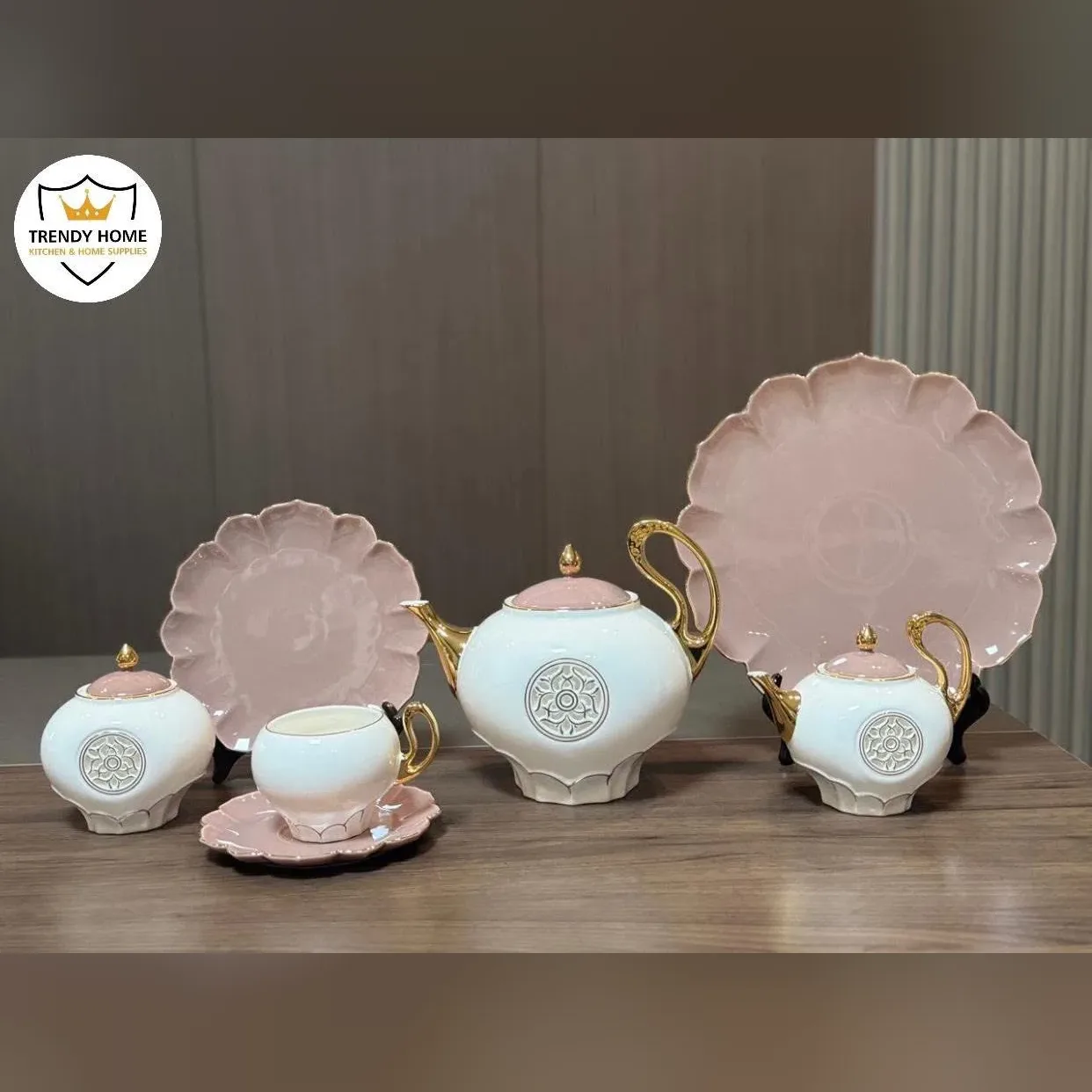 Pink and Gold Tea Set