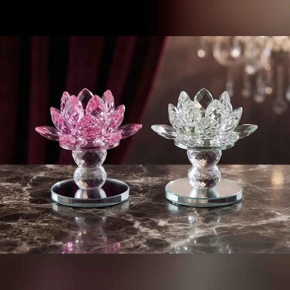Crystal Lotus Candle Holder