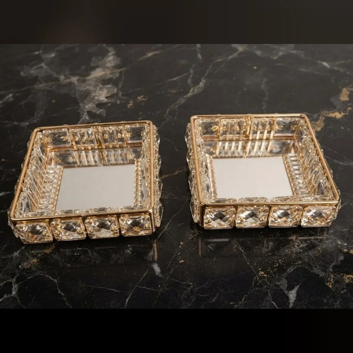 Crystal Mirror Tray Set