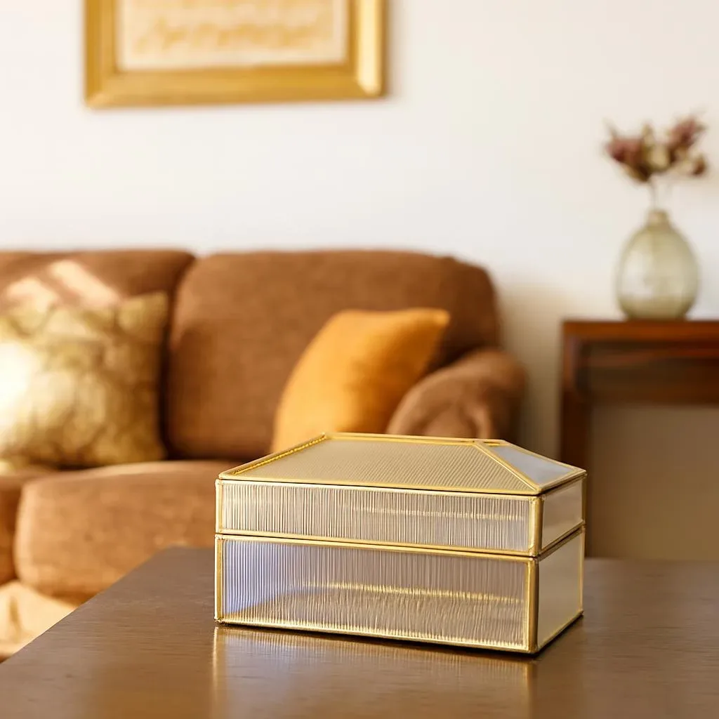 Gold Fluted Glass Box