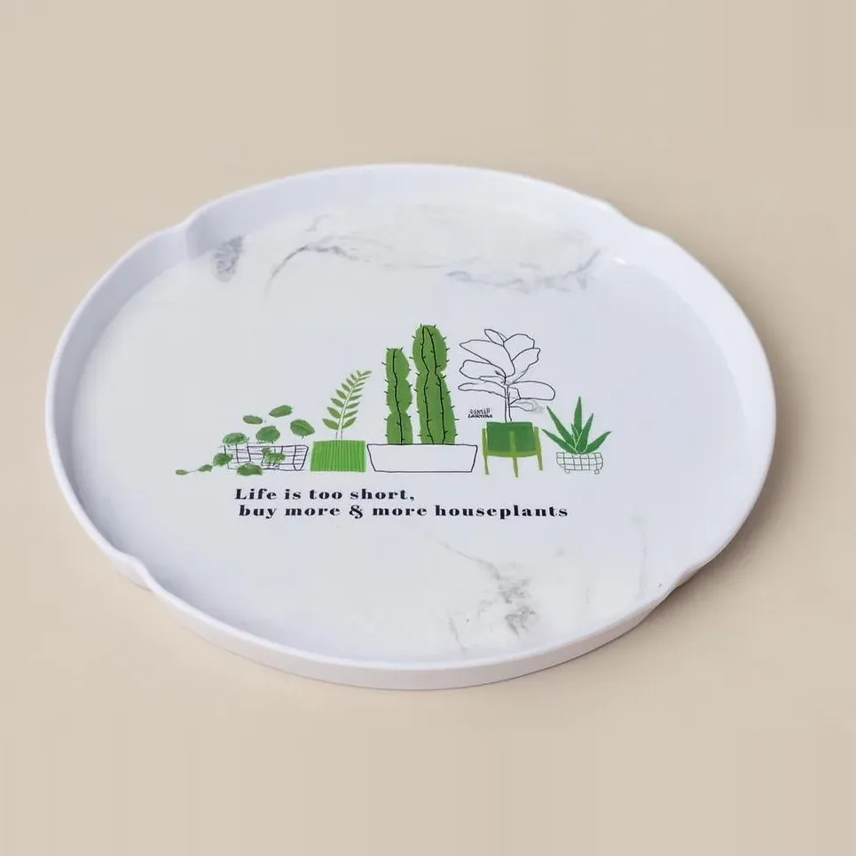 Oval Serving Tray with Houseplant Print
