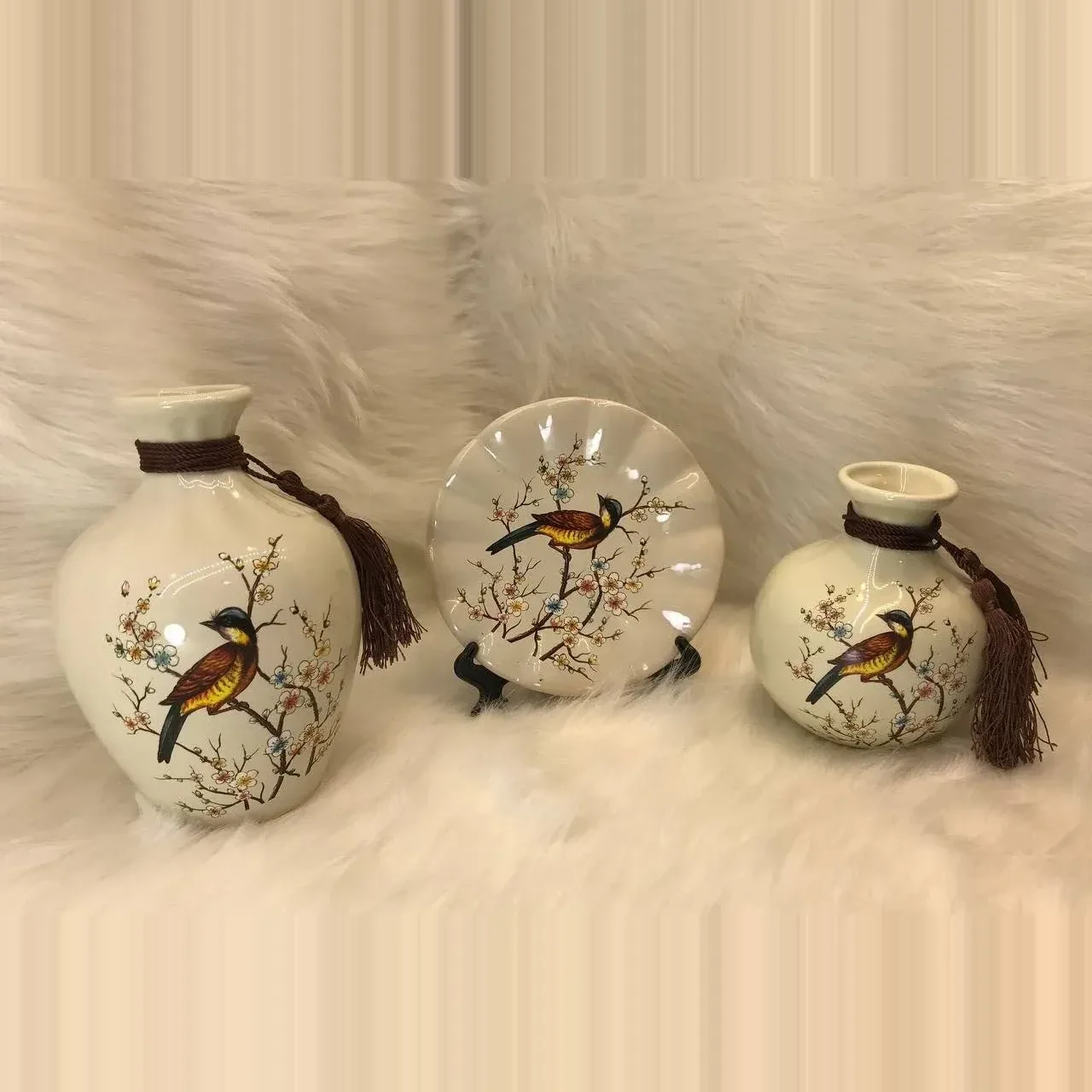 Ceramic Vase and Plate Decor Set