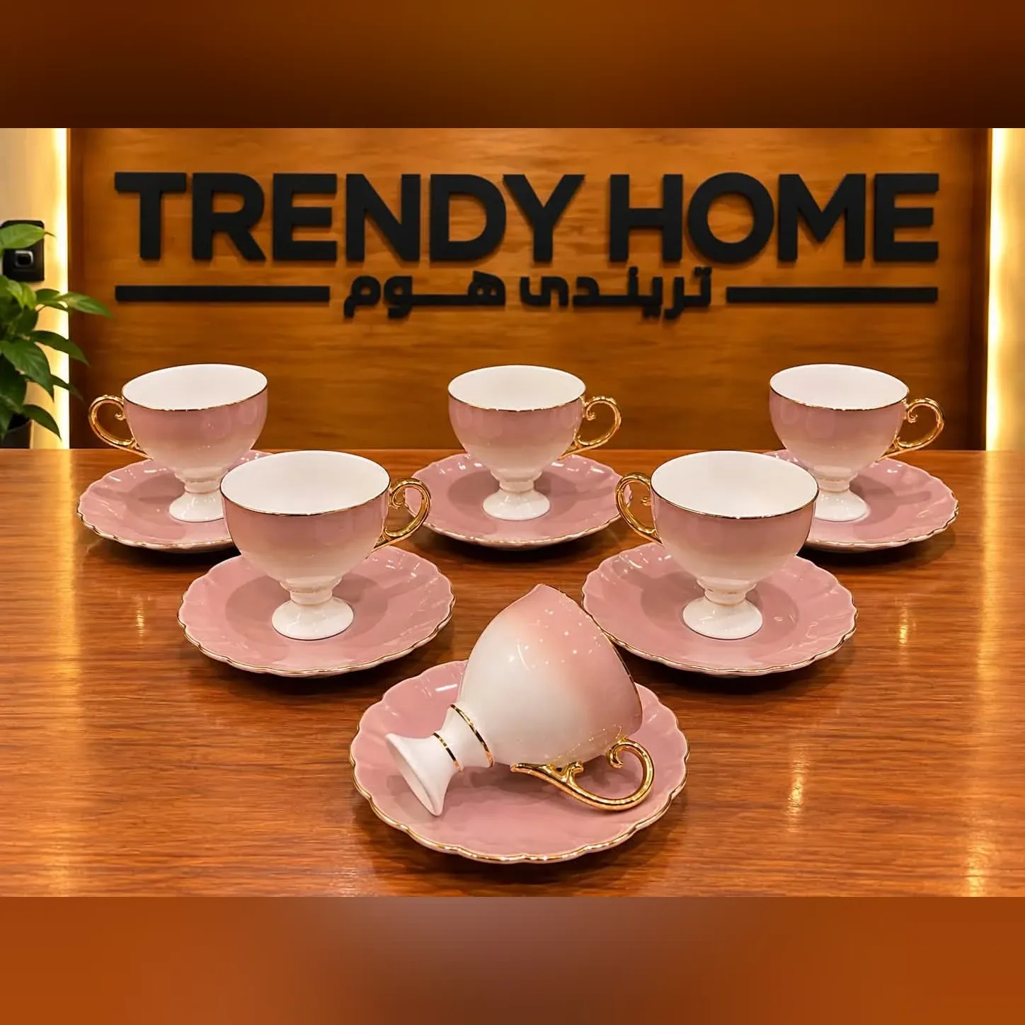 Pink Porcelain Coffee Cup Set