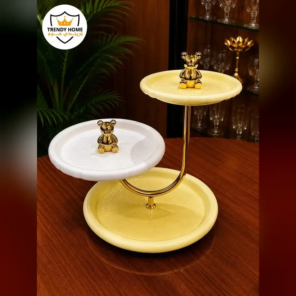 Three-Tier Serving Stand with Gold Bear