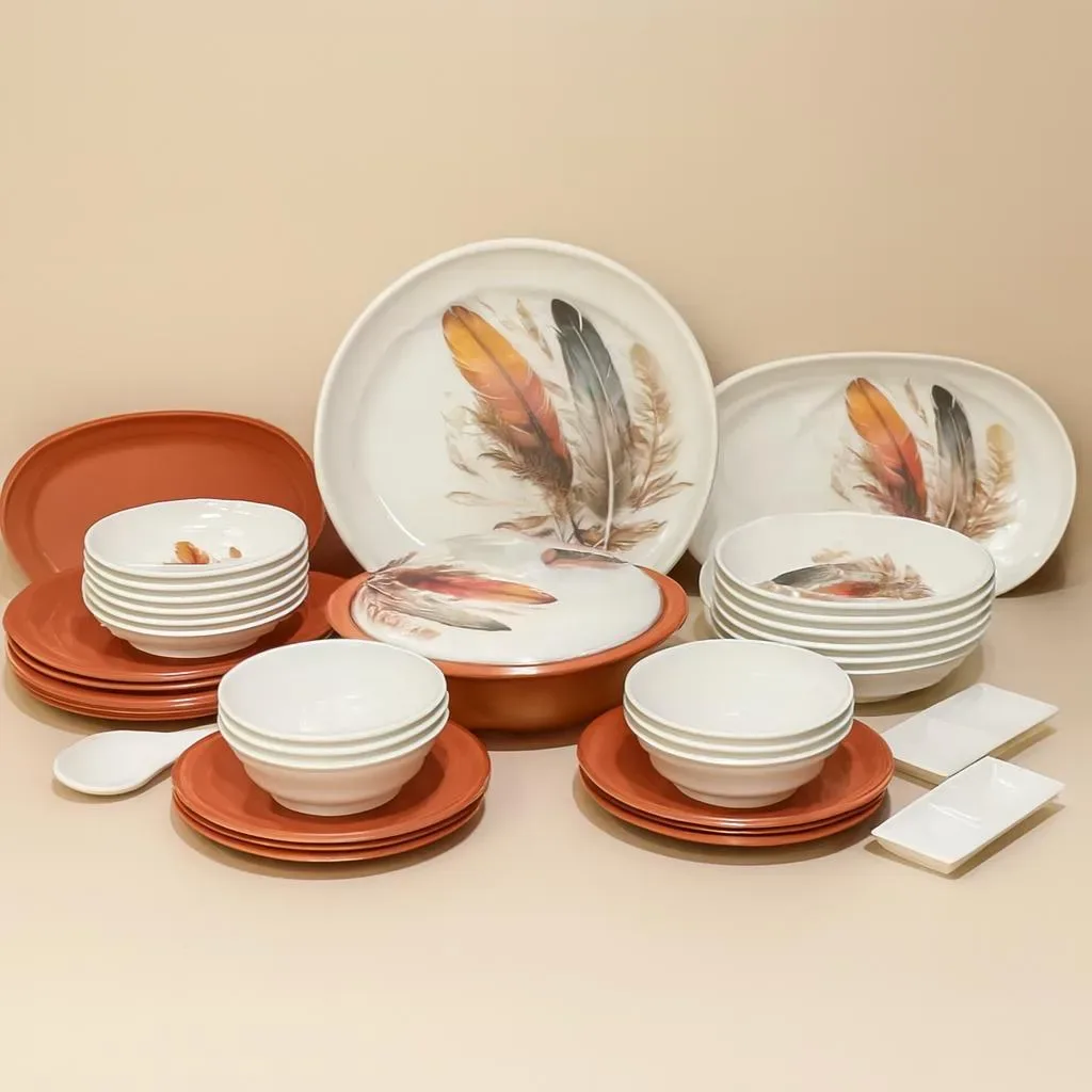 Feather Print Dinnerware Set
