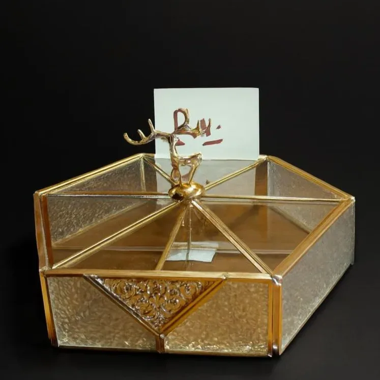 Glass Hexagonal Nut Serving Box